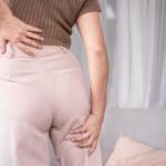 A woman suffered with sciatica pain