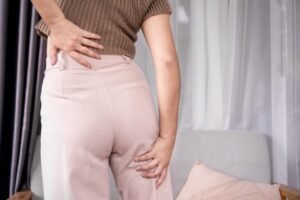A woman suffered with sciatica pain