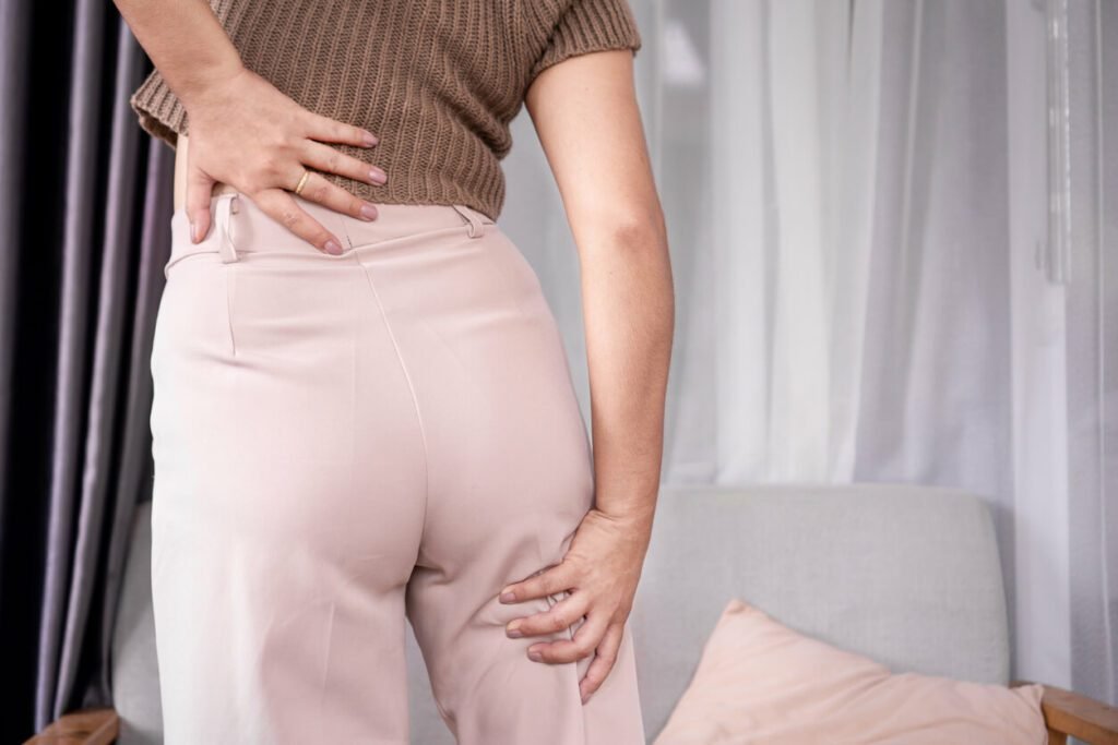 A woman suffered with sciatica pain
