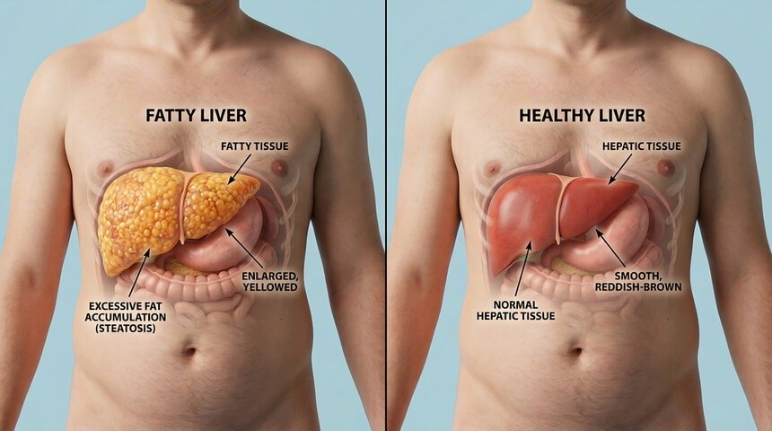 fatty liver vs healthy liver anatomy