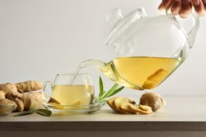 ginger tea with ginger roots