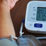 BP meter showing reading of a person
