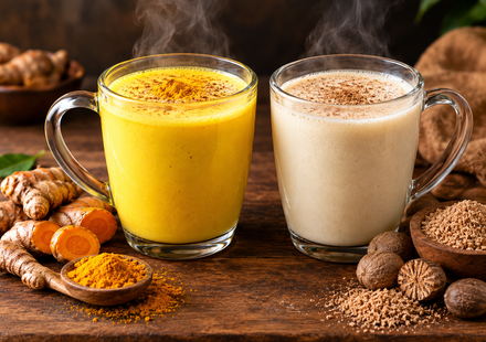 Steaming Golden Milk and Nutmeg Latte